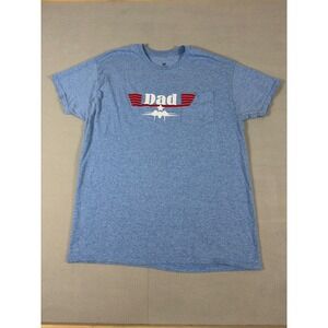 Hanes ComfortSoft Mens Large Dad Top Gun Fighter Jet Pocket T-Shirt Blue Heather